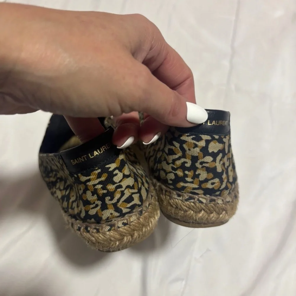 Saint Laurent Leopard-Print Canvas Flat Espadrilles Women’s - NEIMAN MARCUS